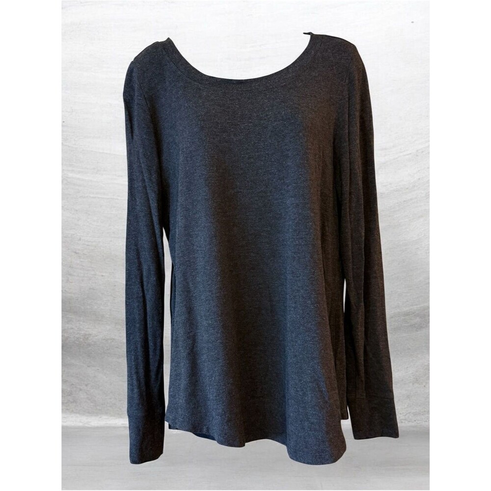 CAbi Reversible Charcoal Gray Crisscross Top Long Sleeve M 4007